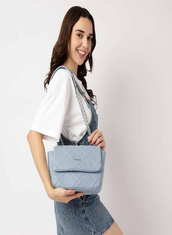 Fastrack Quilted Sling Bag for Women | Faux Leather Crossbody with Chain Strap, Magnetic Flap, Zipper Closure, Inner Organizer Pockets | Compact Everyday Sling for College, Errands, Brunch Outings - Image 2